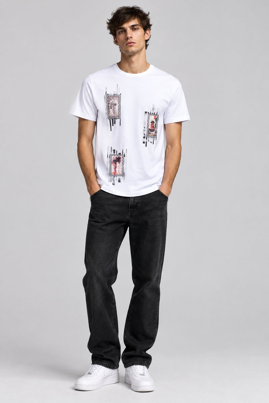 Camiseta hombre con estampado Camiseta fotográfica blanca