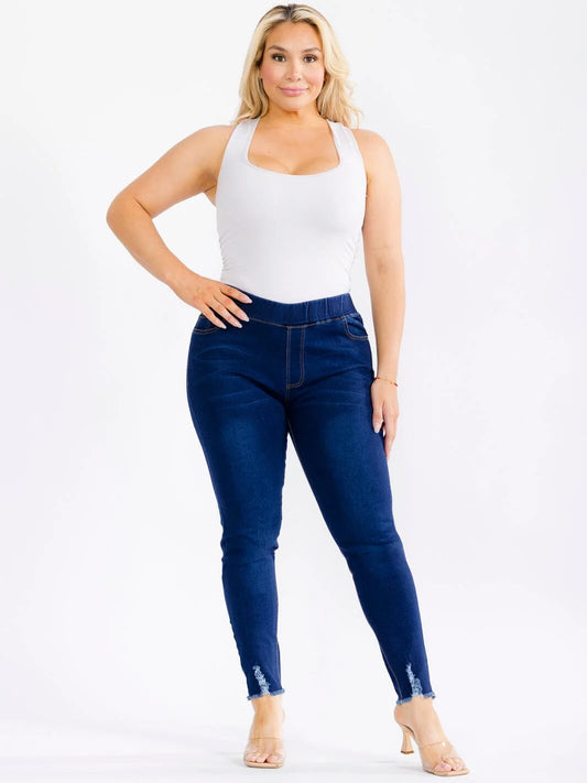 jeans licra azul con diseño elástico tamaño grande uno XL 2xl 3xl#2