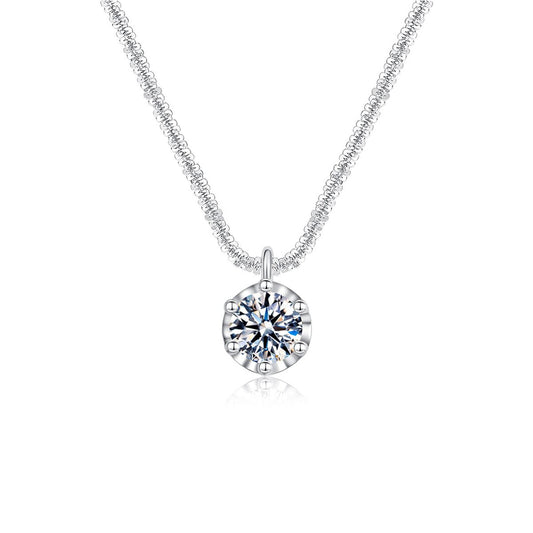 Women’s Brilliant & Charm Crown Charm Necklace, Spring Street Style Fashion Silver Plating Necklace, Trendy Shiny Luxury Clavicle Chain Matching Women Accessories