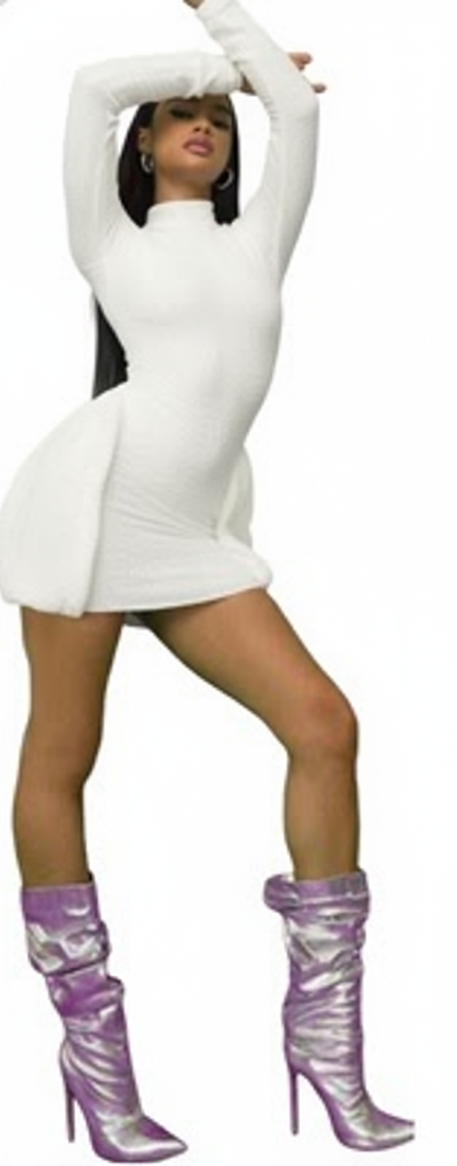 White Two-Color Women Dress