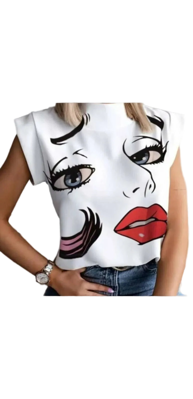 tops beautiful face white short sleeves casual