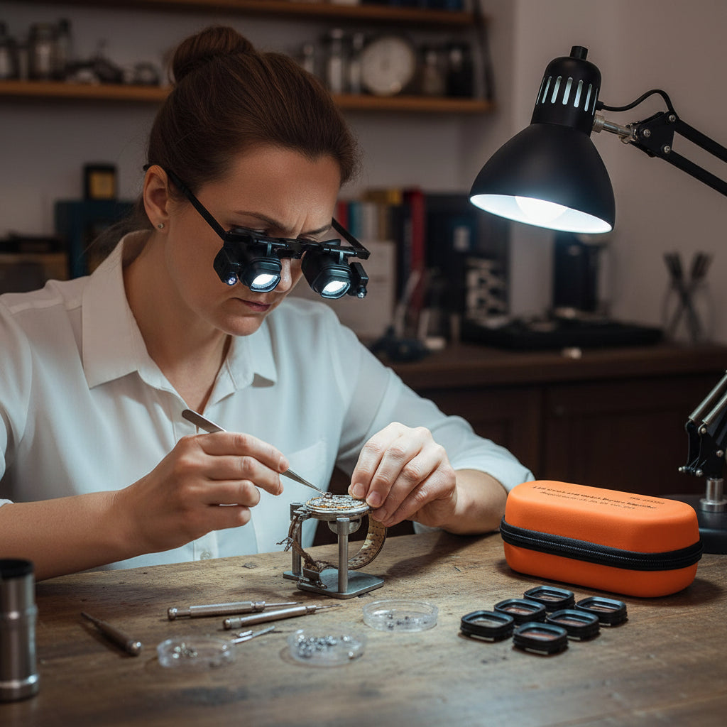High Times 24 Times Headwear Glasses Portable Watch Repair Magnifier LED Lamp Mobile Phone Electronic Components Welding