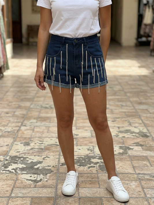 Shiny blue shorts with glitter #2