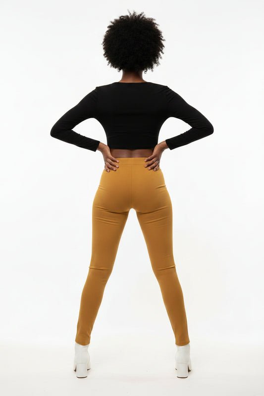Pantalón casual amarillo mostaza