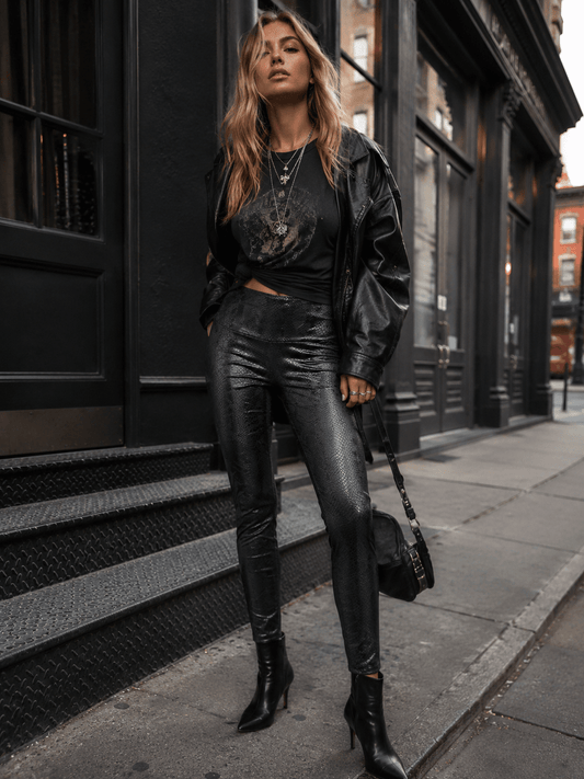 Leggings ajustados con estampado animal y cintura elástica para mujer