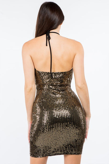 Mini Dress Silver and Black Sequin