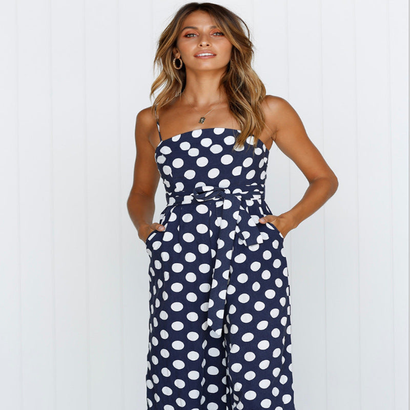 European And American New Trendy Jumpsuit Dress Amazon Bohemian Dress Sexy Fashion Spaghetti Strap Backless