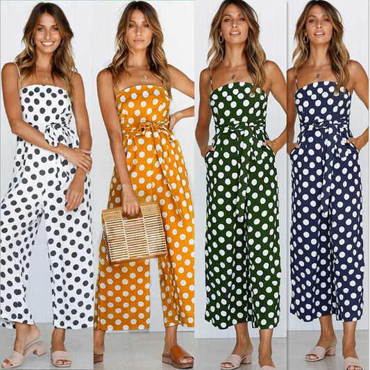 European And American New Trendy Jumpsuit Dress Amazon Bohemian Dress Sexy Fashion Spaghetti Strap Backless