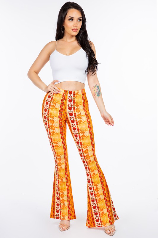 PANTS .FLORAL PRINTED FLARED LONG MULTI