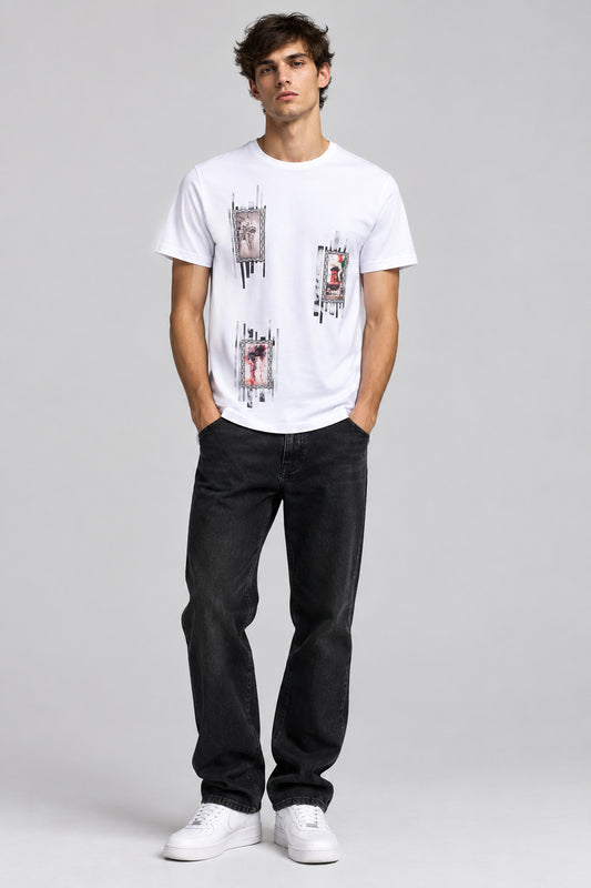 Camiseta hombre con estampado Camiseta fotográfica blanca