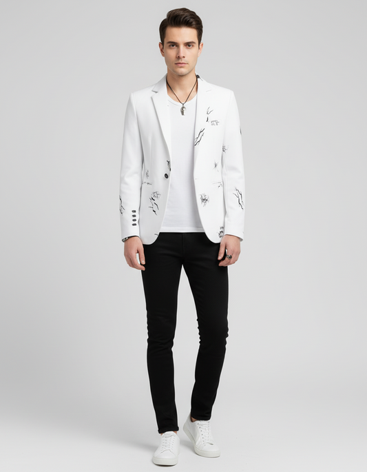 Men Jackets Leaf Print Male Casual