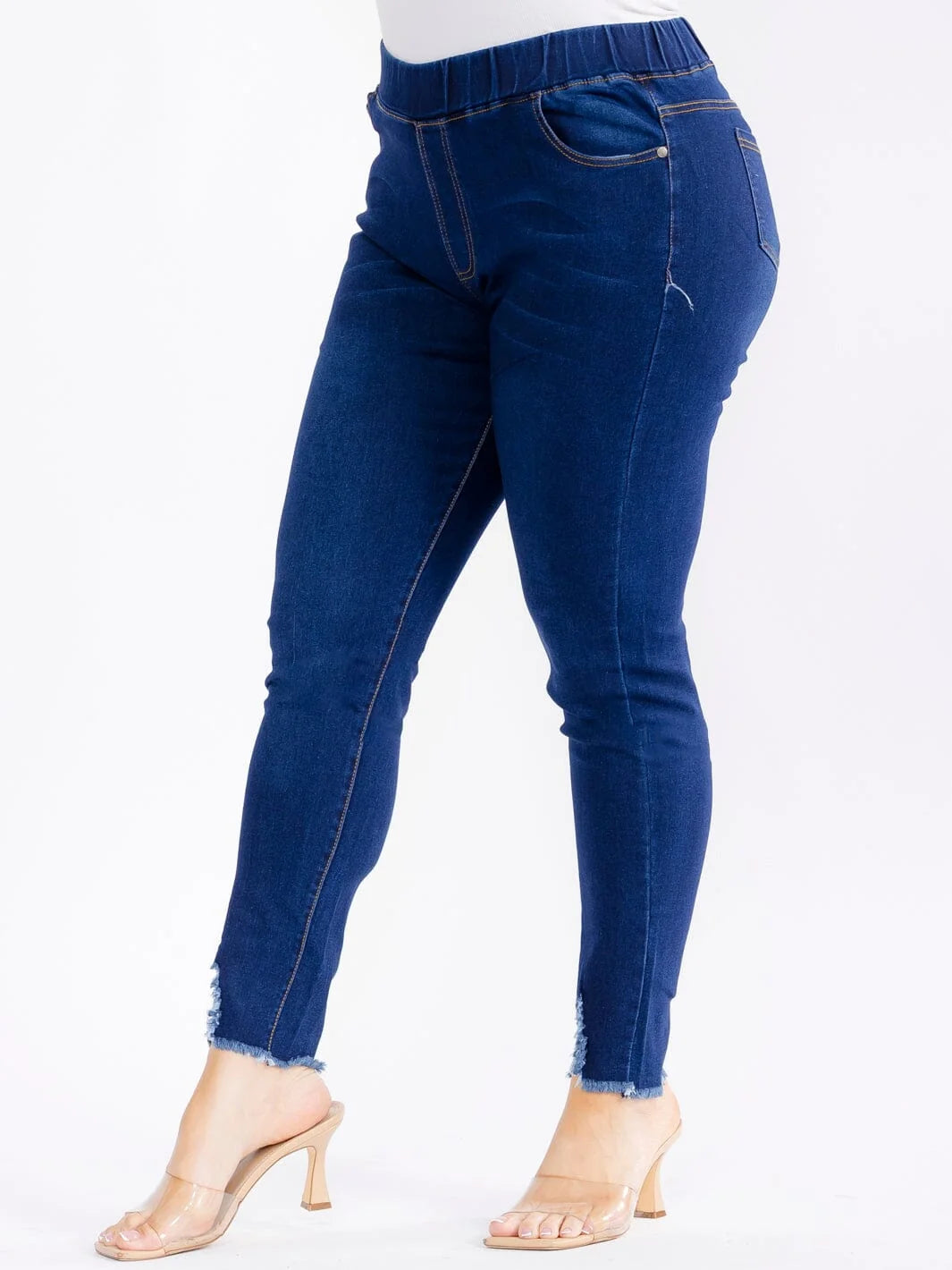 jeans licra azul con diseño elástico tamaño grande uno XL 2xl 3xl#2