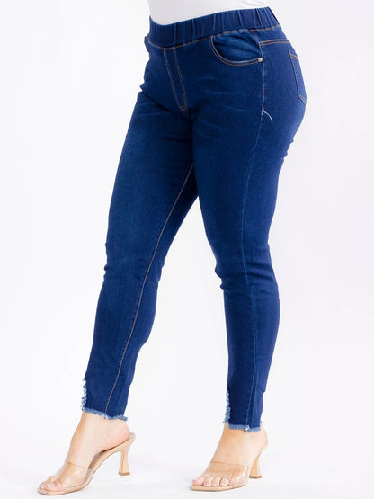 jeans licra azul con diseño elástico tamaño grande uno XL 2xl 3xl#2