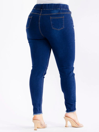 jeans licra azul con diseño elástico tamaño grande uno XL 2xl 3xl#2