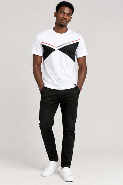 Camiseta blanca de manga corta para hombre confeccionada en algodón