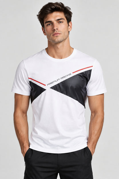 Camiseta blanca de manga corta para hombre confeccionada en algodón