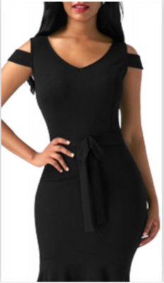Elegant Black Decoster Dress