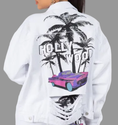 jackets white with colored design