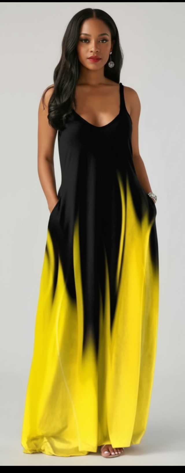 Yellow Two-Color Simple Casual Dress