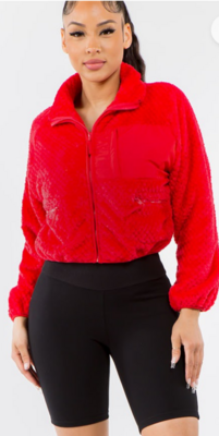 JACKET TEDDY BEAR STYLE CROPPED