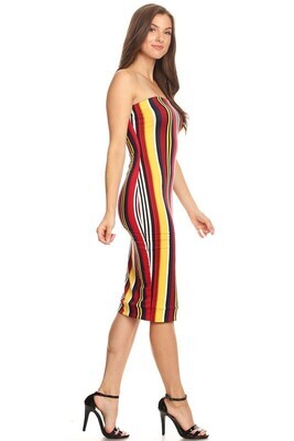 Dress with vertical strips. 2 colors.