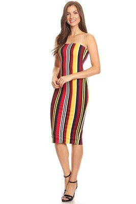 Dress with vertical strips. 2 colors.
