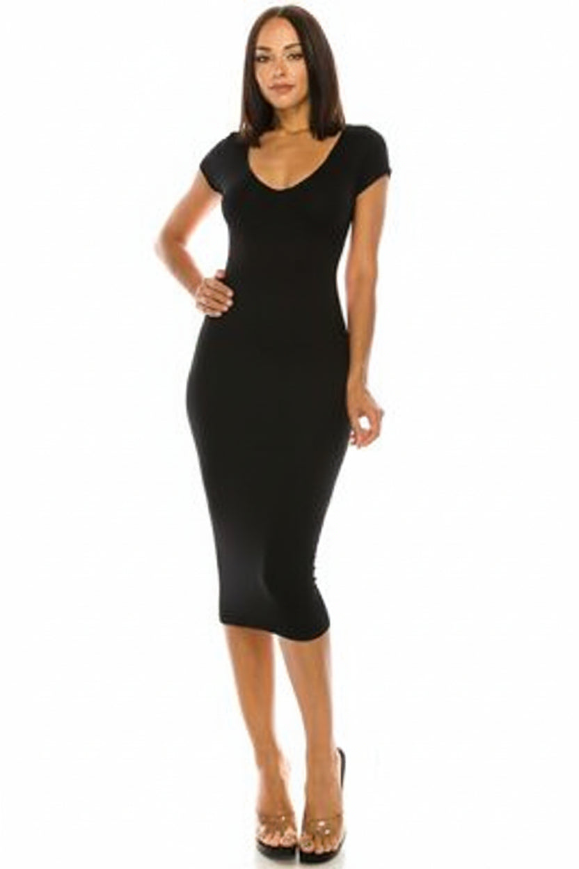 Dress in v neck in  Black