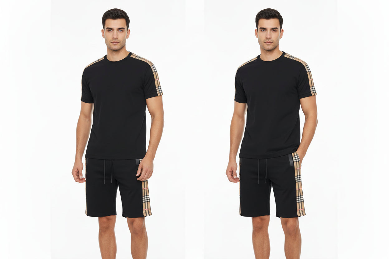 MEN'S 2 PIECE SHORT SE IN BLACK AND KHAKI COLOR