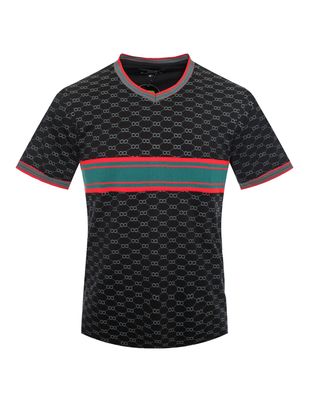 MEN'S V-NECK T-SHIRT. in BLACK / CHARCOAL