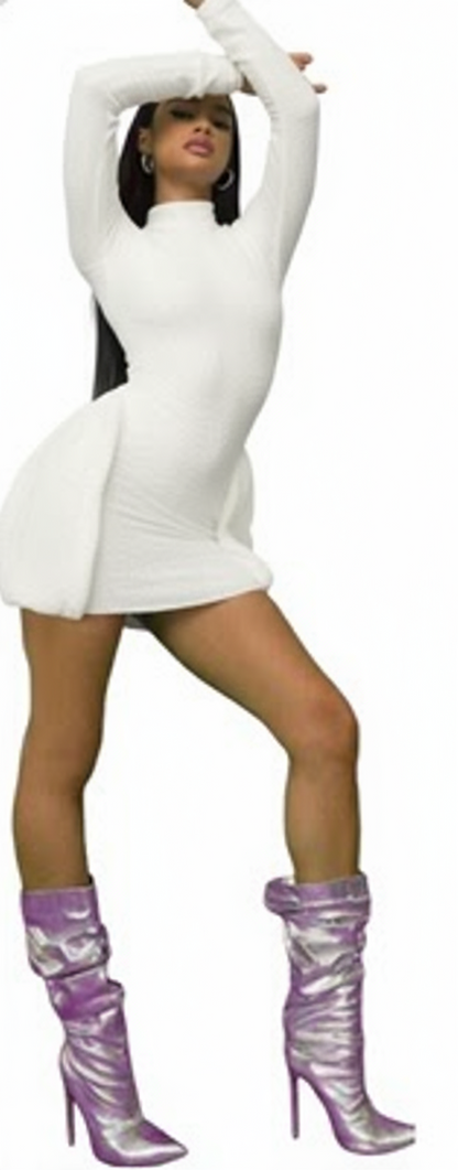 White Two-Color Women Dress