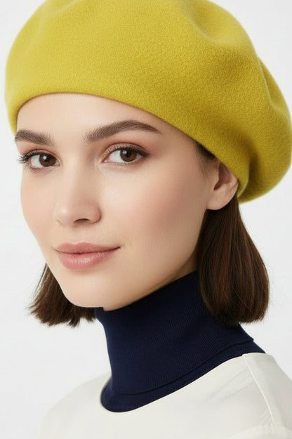Spanish Wool Beret Hat - Coral Color M (56-58cm)