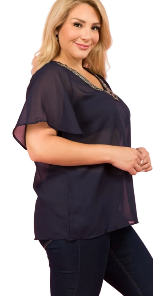 Blouses Backless Loose Chiffon .