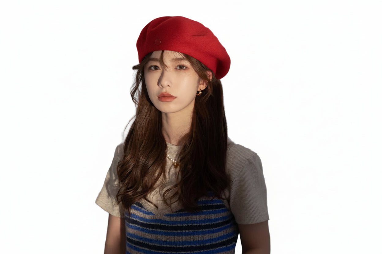 Spanish Wool Beret Hat Female Elegant French Painter Hat Badge Satin Lined Briti