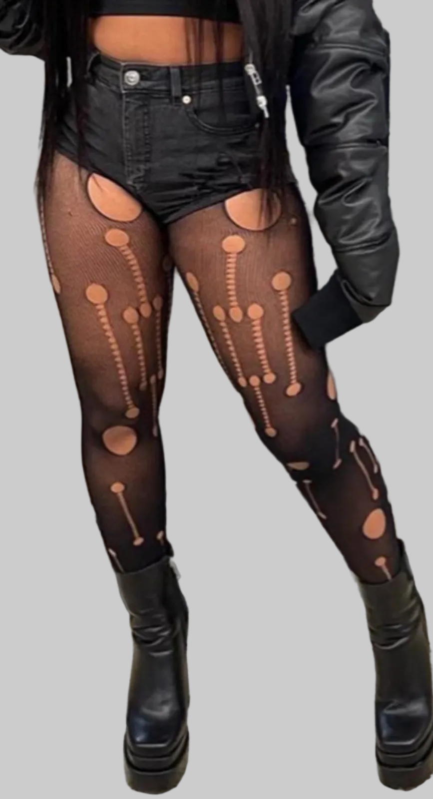Designed and ripped hip hop pantyhose