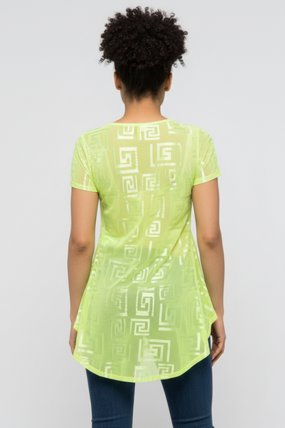 Transprent green pattern short sleeves