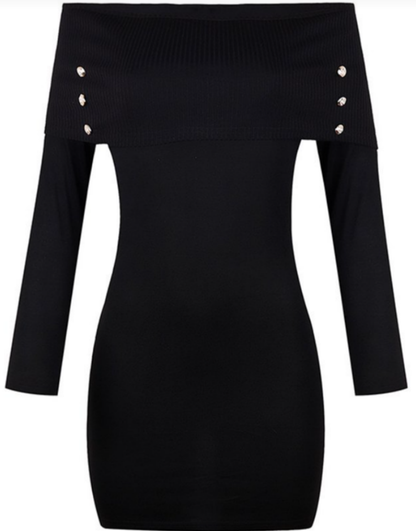 Dress solid black.