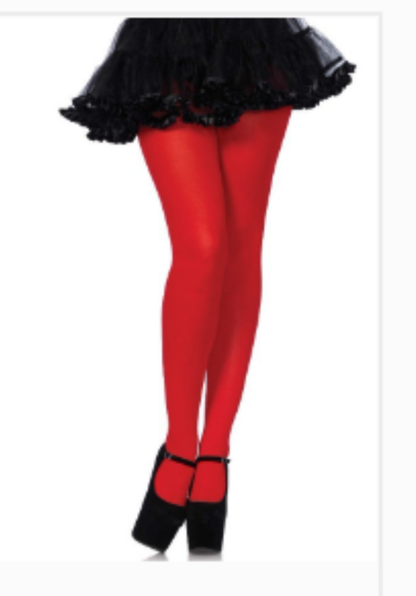 solid pantyhose in red also come white .