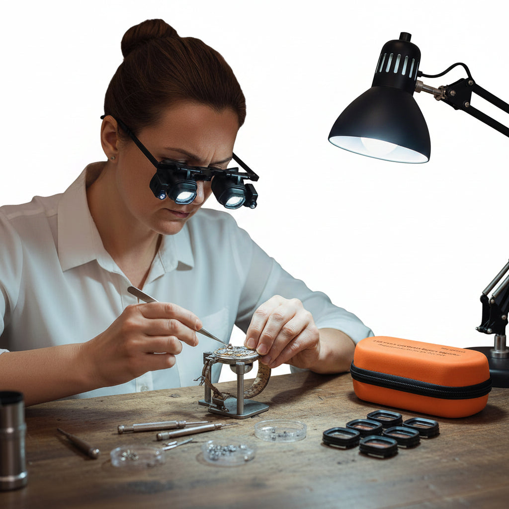 High Times 24 Times Headwear Glasses Portable Watch Repair Magnifier LED Lamp Mobile Phone Electronic Components Welding