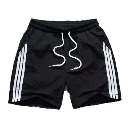 Summer Cool Three-point Pants Men's Three-bar Sticker Black And White Orange Green Pants With Pocket Three-point Beach Pants Trendy