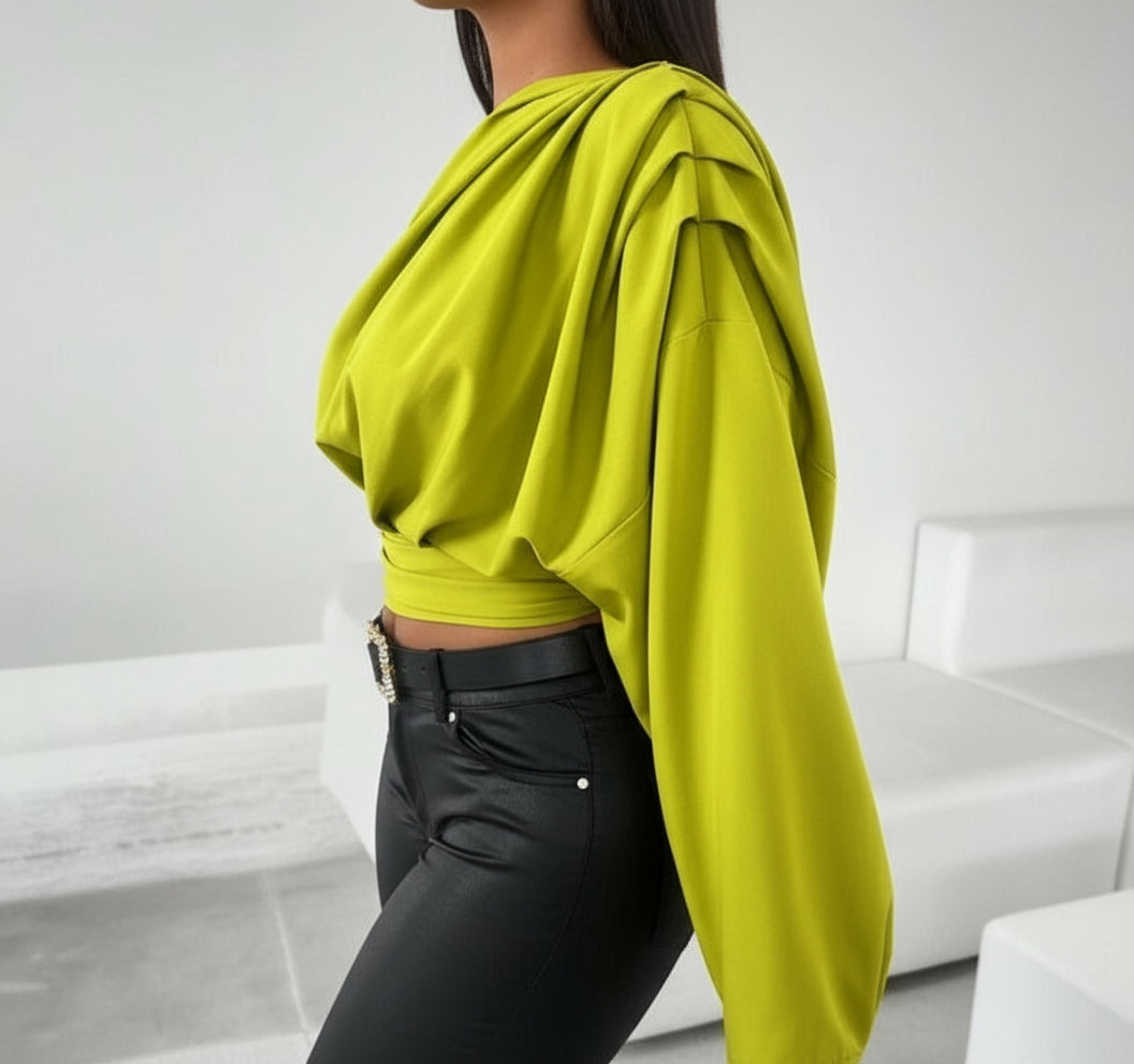 Blusa  de Un Hombro con Drapeado Elegante