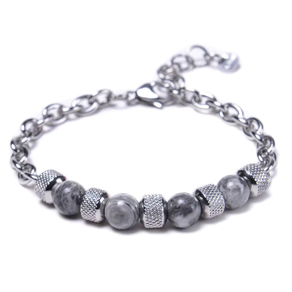 Natural Tiger Eye Beaded Bracelet Men's Stainless Steel Energy Stone Retro Style Fashion Jewelry