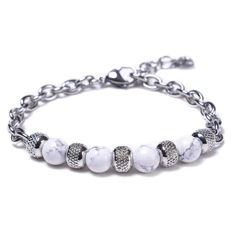 Natural Tiger Eye Beaded Bracelet Men's Stainless Steel Energy Stone Retro Style Fashion Jewelry