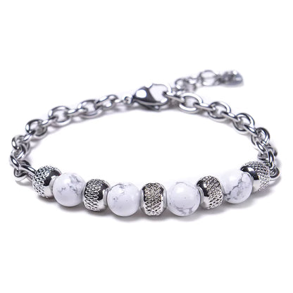 Natural Tiger Eye Beaded Bracelet Men's Stainless Steel Energy Stone Retro Style Fashion Jewelry