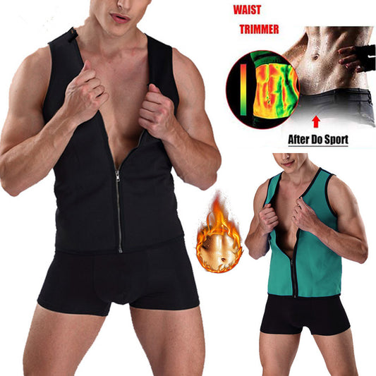 Cross-border Men's Sports Shaper Zipper Vest Sweat-resistant Clothing Neoprene Sweat-resistant European And American Fitness Corset