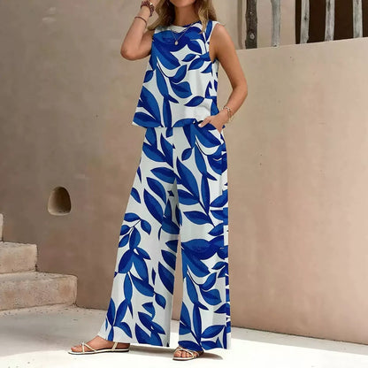 Cross-Border Amazon Europe And America 2026 Summer New 3D Digital Print Two-Piece Women's Sleeveless Vest Set