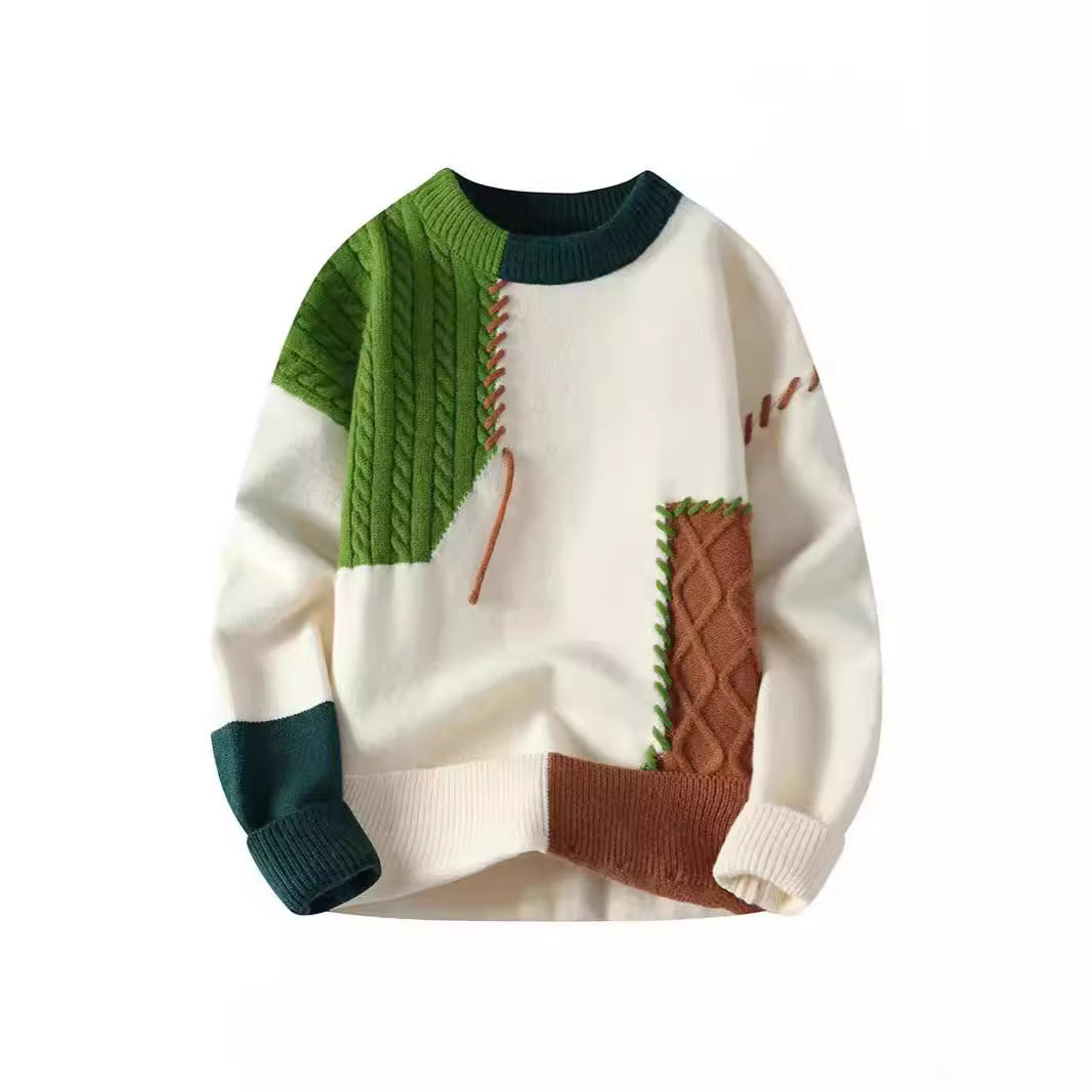 In Stock Japanese Cross-border Hot Autumn And Winter New Casual Round Neck Sweater Base Sweater Loose Sweater Men's Wear