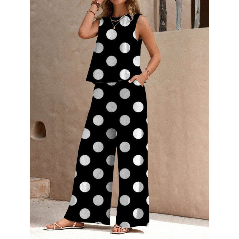Cross-Border Amazon Europe And America 2026 Summer New 3D Digital Print Two-Piece Women's Sleeveless Vest Set