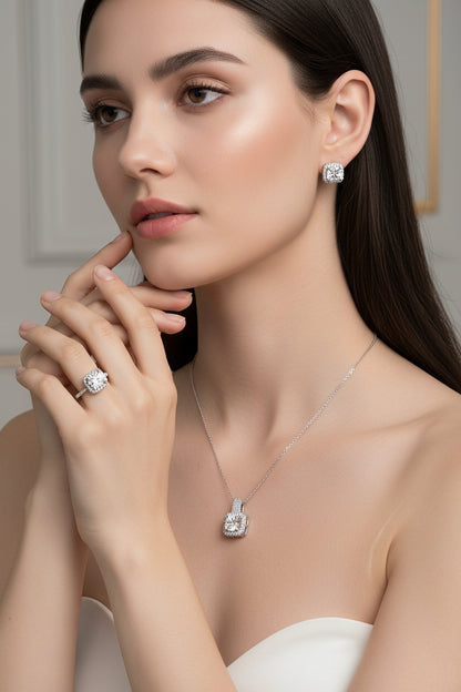 Alloy Necklace Stud Earrings Ring Jewelry