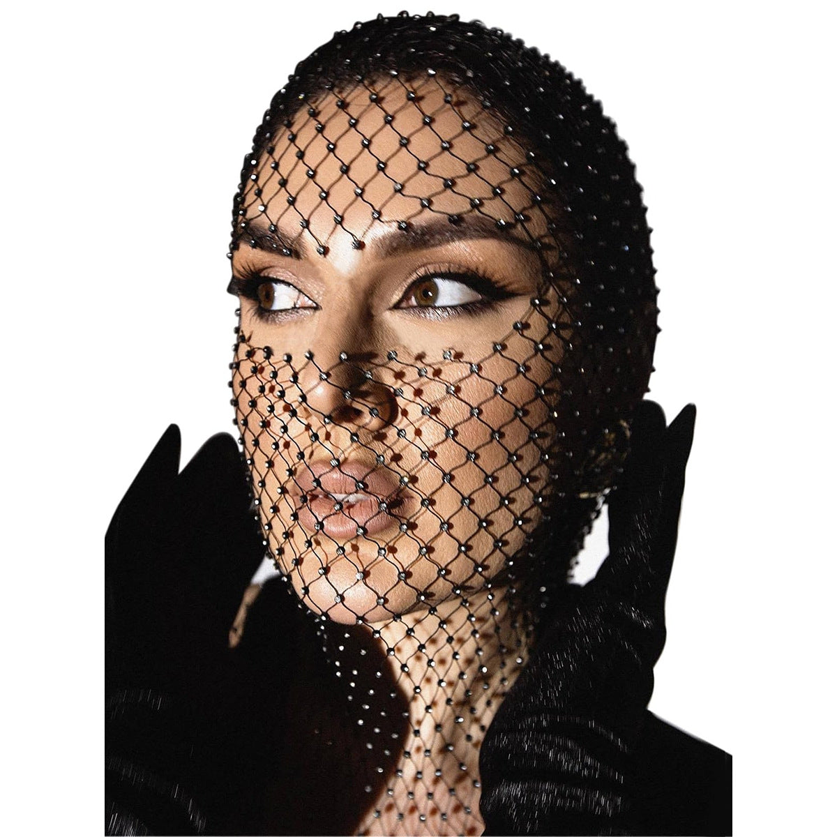 European And American Cross-Border Amazon Popular Flash Diamond Mesh Rhinestone Fishnet Adult Music Party Pirate Hat Turban Set