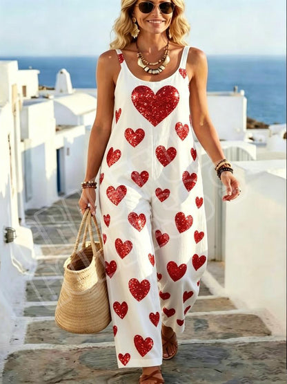 2026 Spring/Summer Cross-Border European And American New Style 3D Digital Print Women's Overalls Set Loose Casual Jumpsuit